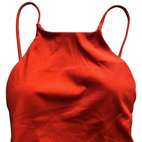 Andie Swim Asbury Rib One Piece Swimsuit Orange Sire Size Large - Picture 4 of 11